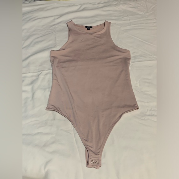 Express Body Contour Compression High Neck Bodysuit Pink/Dusty Rose Size S - Picture 6 of 13